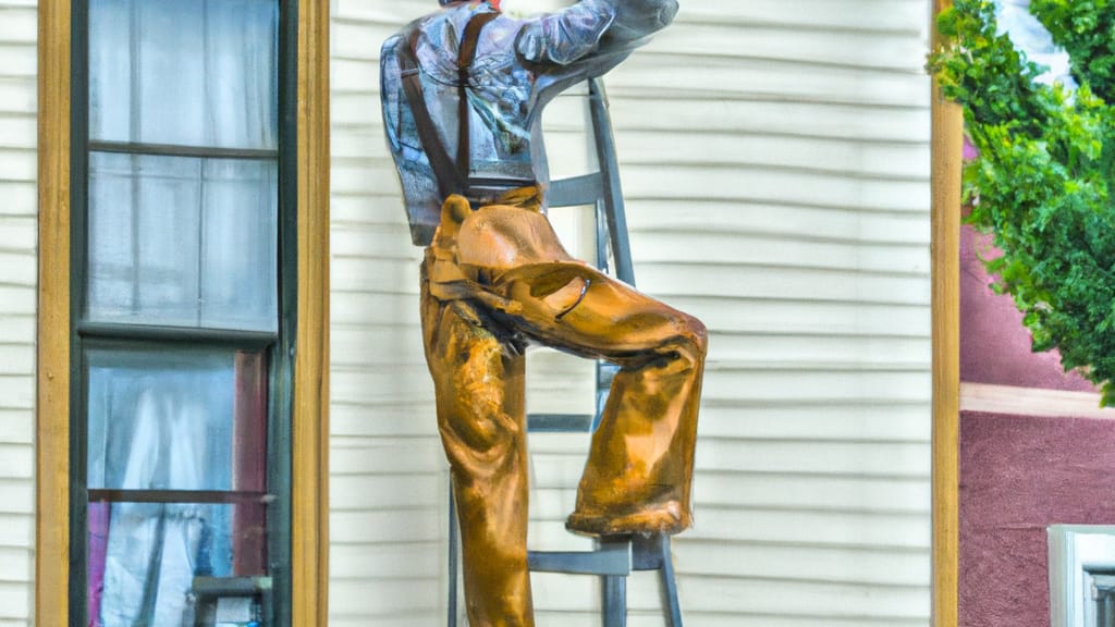 Man climbing ladder on Caseyville, Illinois home to replace roof