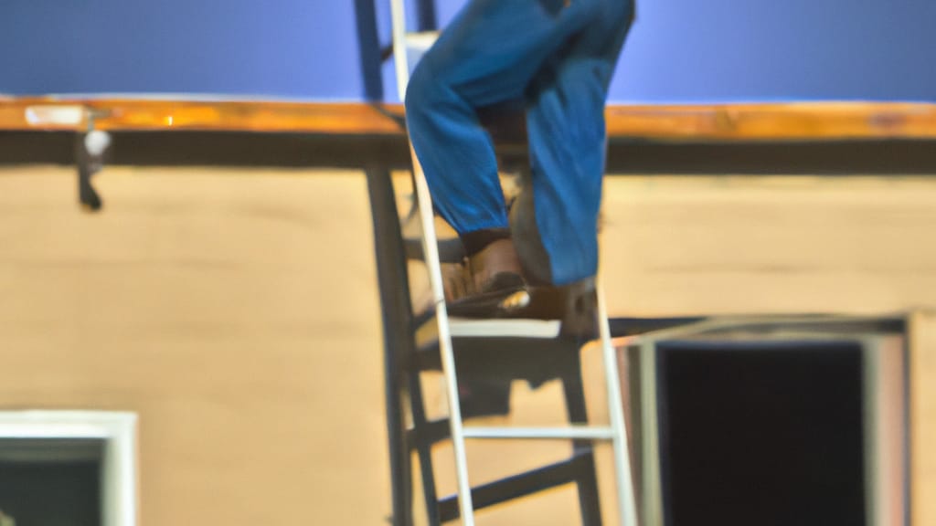 Man climbing ladder on Casper, Wyoming home to replace roof