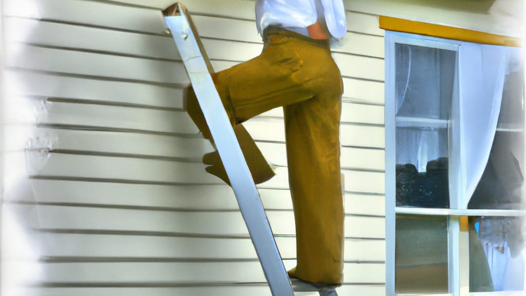 Man climbing ladder on Cecil, Pennsylvania home to replace roof