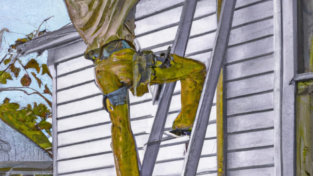 Man climbing ladder on Chalmette, Louisiana home to replace roof