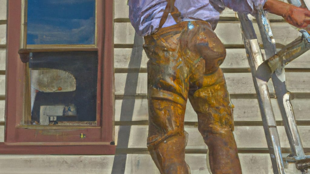 Man climbing ladder on Chanute, Kansas home to replace roof