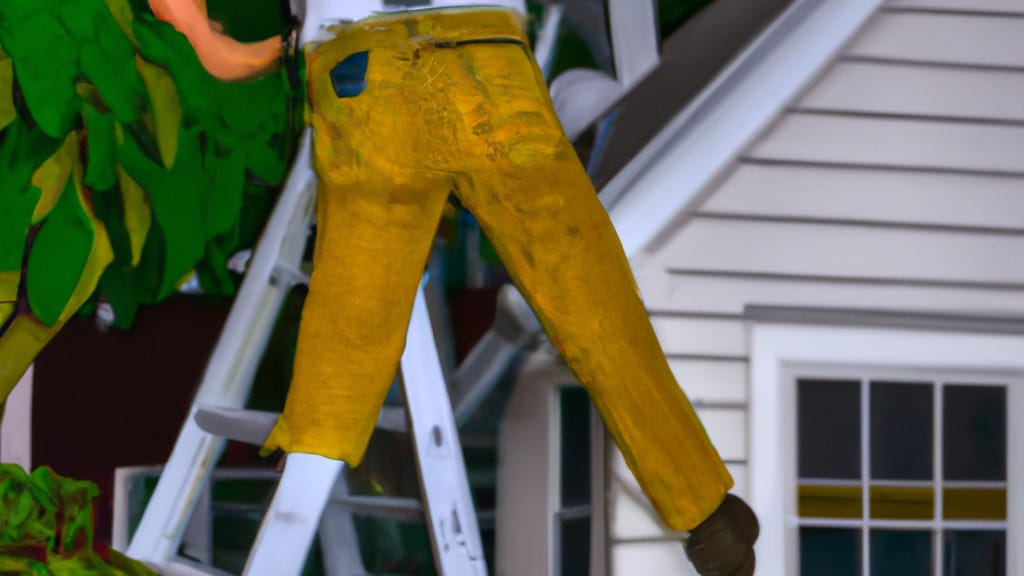 Man climbing ladder on Cherry Hill, New Jersey home to replace roof