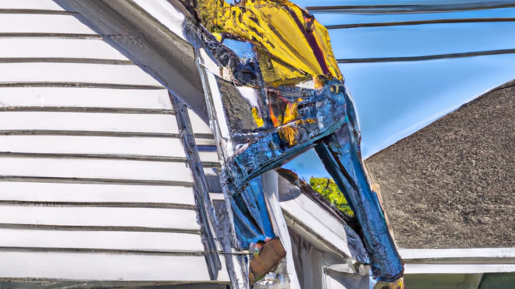 Man climbing ladder on Chesapeake, Virginia home to replace roof