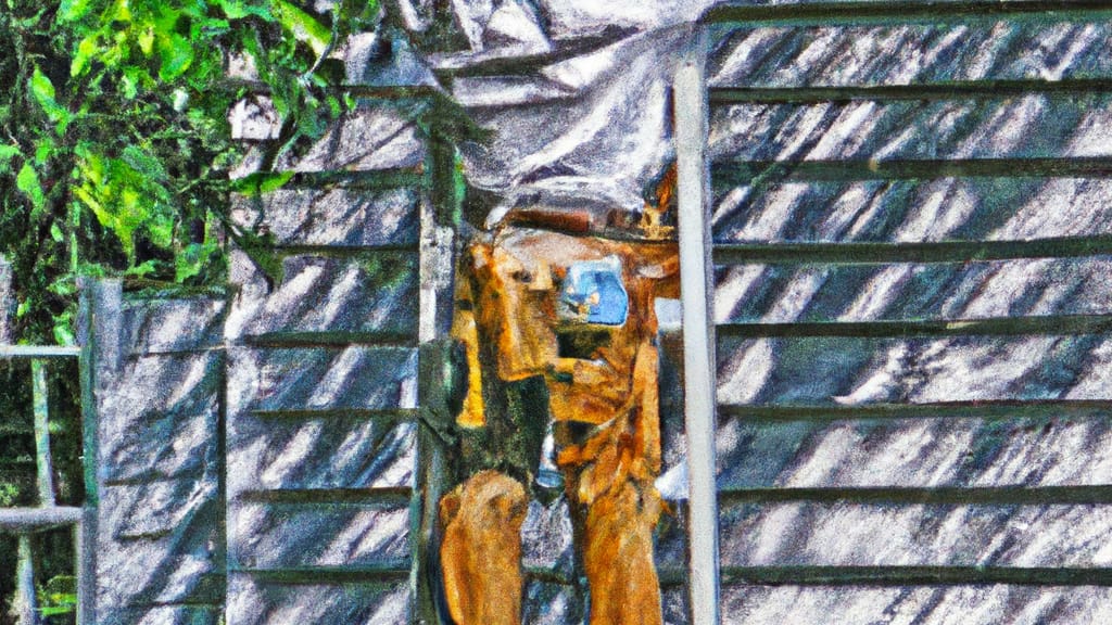 Man climbing ladder on Chesterfield, New Jersey home to replace roof