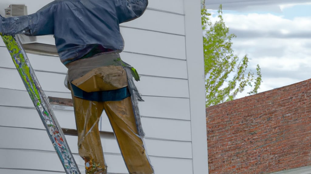 Man climbing ladder on Chesterton, Indiana home to replace roof