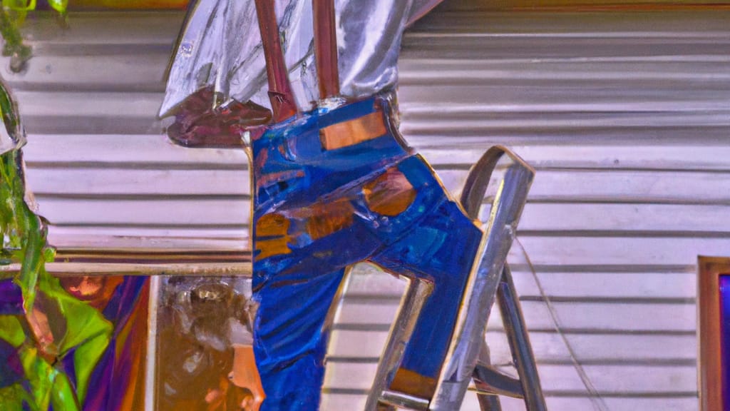 Man climbing ladder on Chico, California home to replace roof