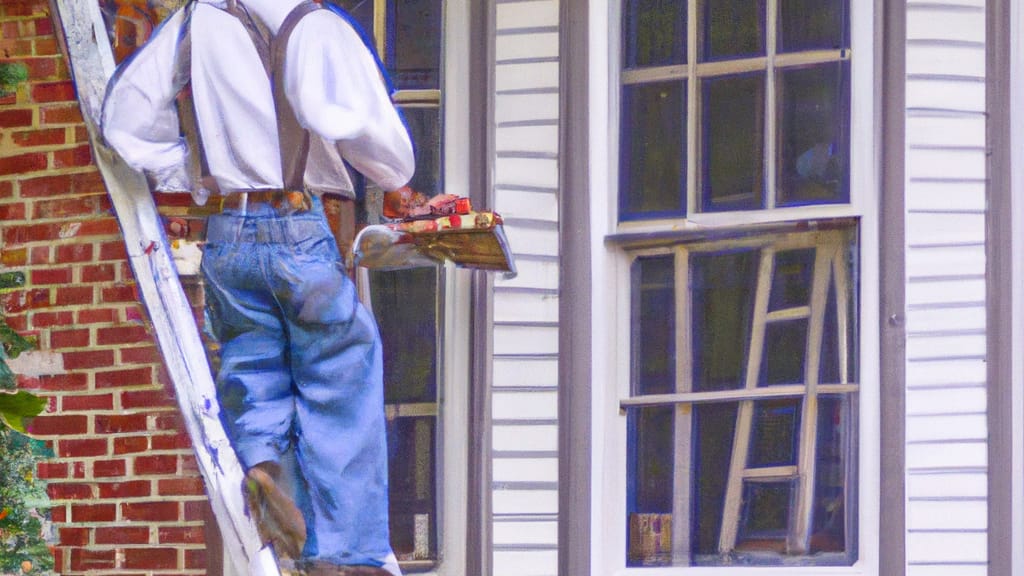 Man climbing ladder on Chillicothe, Missouri home to replace roof