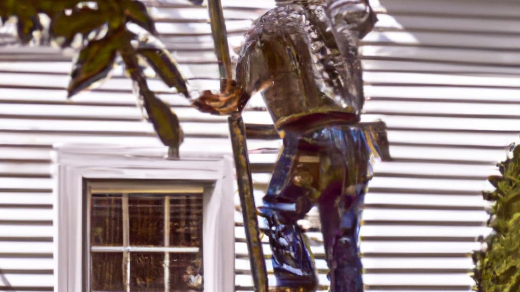 Man climbing ladder on Christiansburg, Virginia home to replace roof