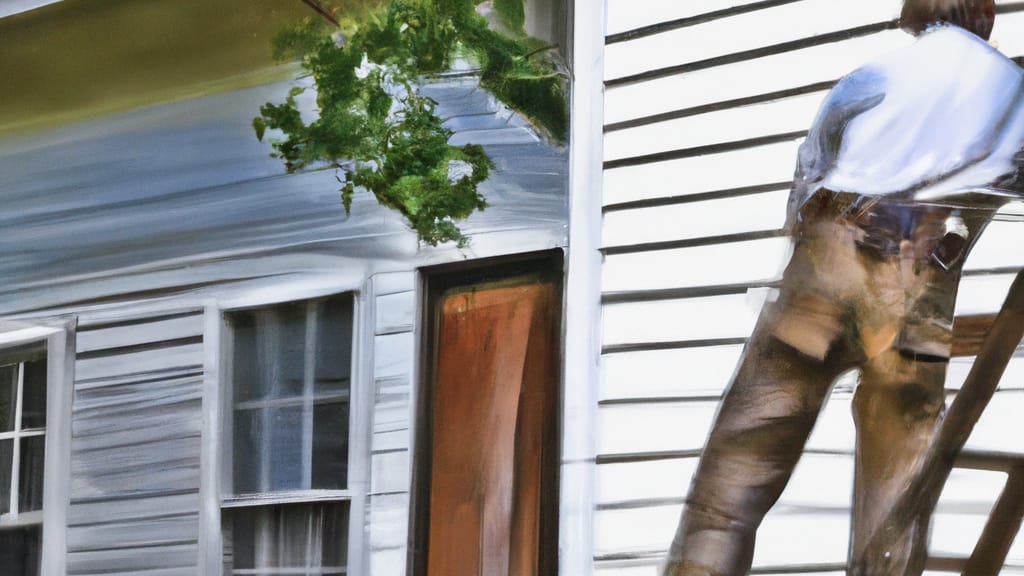 Man climbing ladder on Church Hill, Tennessee home to replace roof