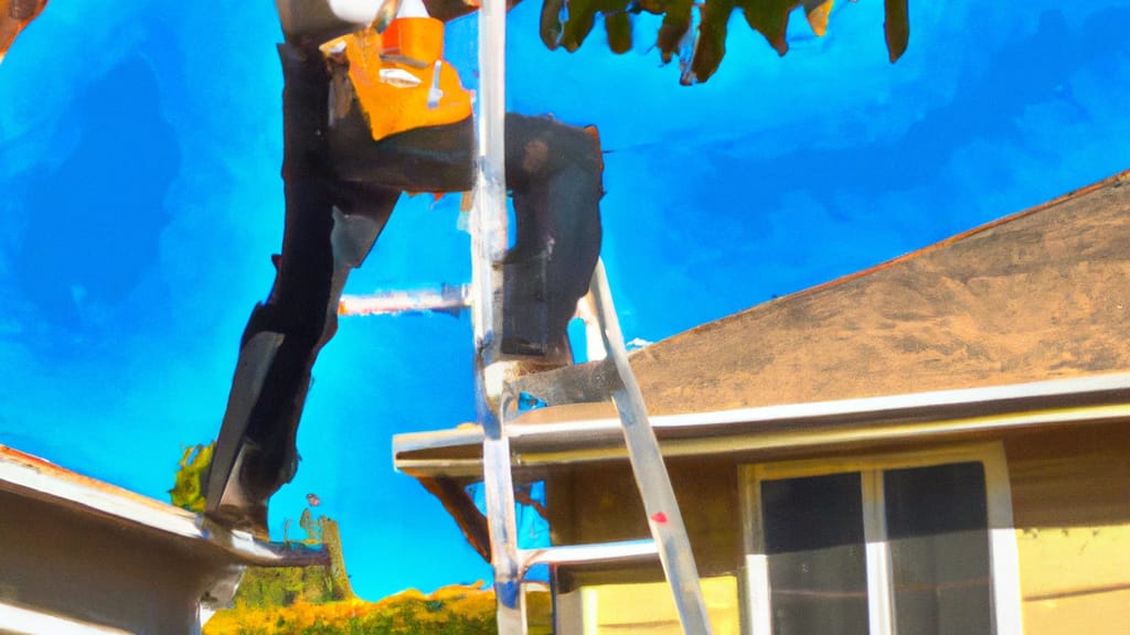 Man climbing ladder on Citrus Heights, California home to replace roof
