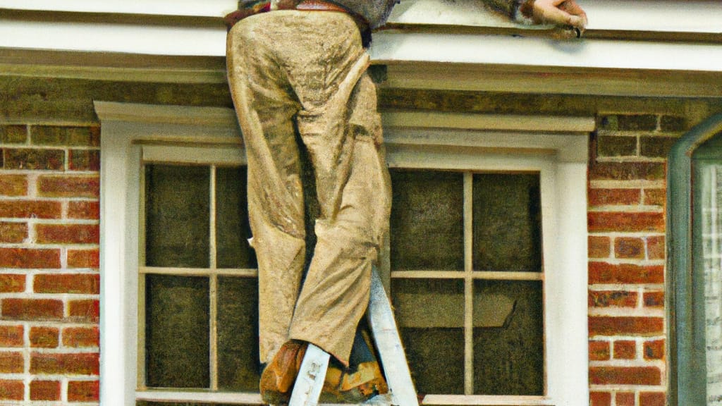 Man climbing ladder on Clinton, Maryland home to replace roof