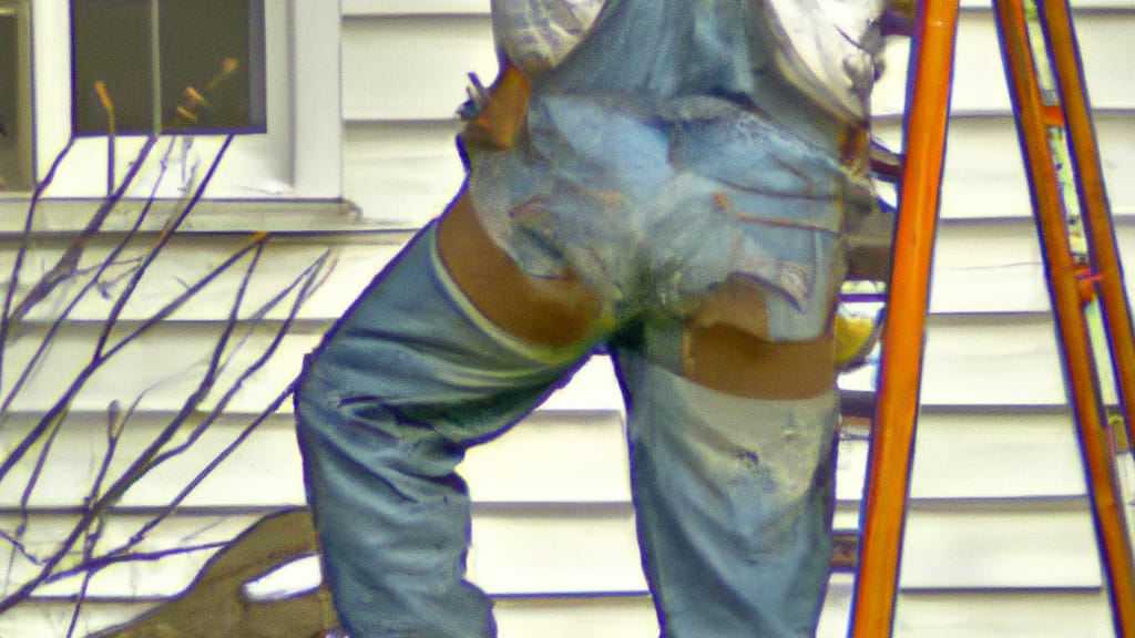 Man climbing ladder on Clinton, Tennessee home to replace roof