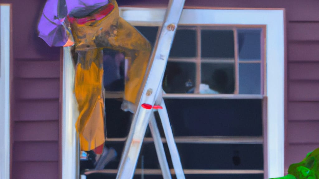 Man climbing ladder on Cloverdale, California home to replace roof