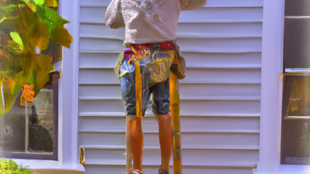 Man climbing ladder on Colonia, New Jersey home to replace roof