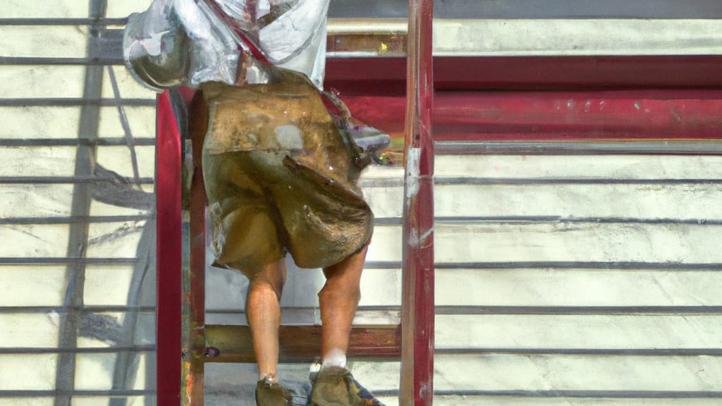 Man climbing ladder on Columbia, Illinois home to replace roof