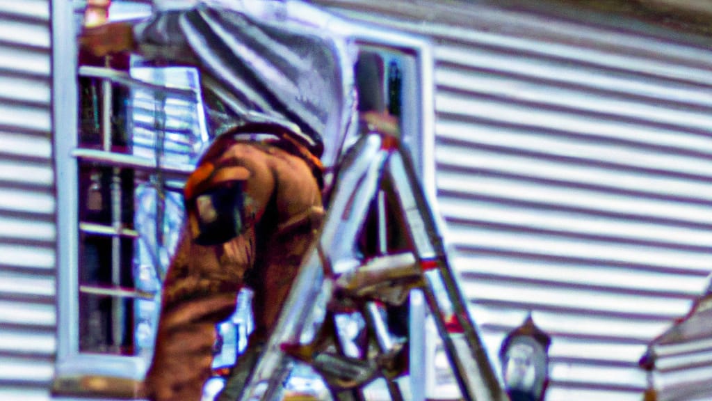 Man climbing ladder on Columbus, Georgia home to replace roof