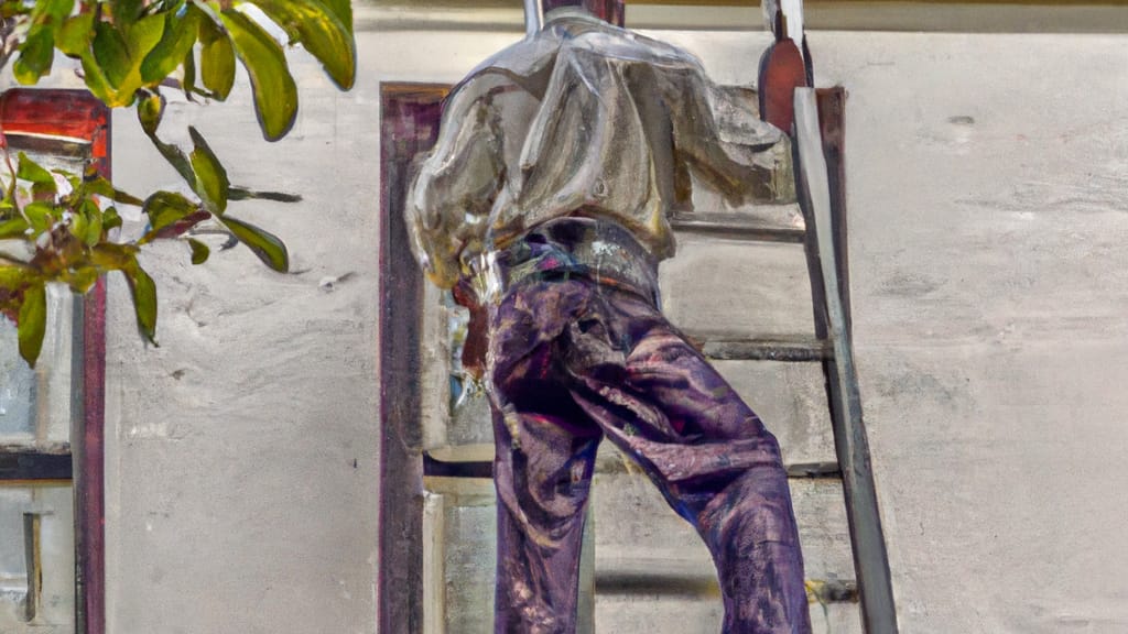 Man climbing ladder on Commerce, Georgia home to replace roof