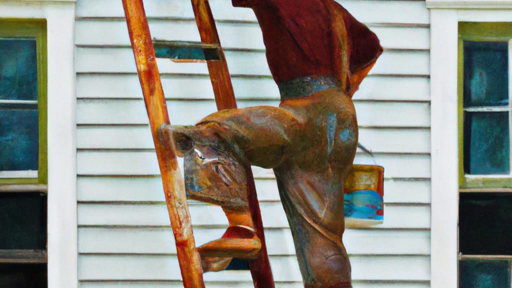 Man climbing ladder on Concordia, Kansas home to replace roof