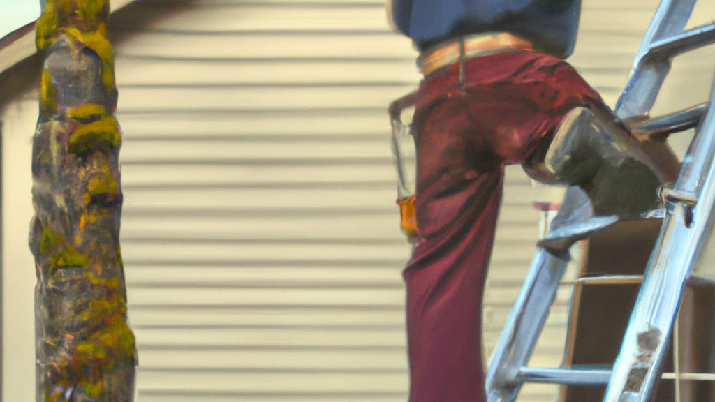 Man climbing ladder on Cornelius, Oregon home to replace roof