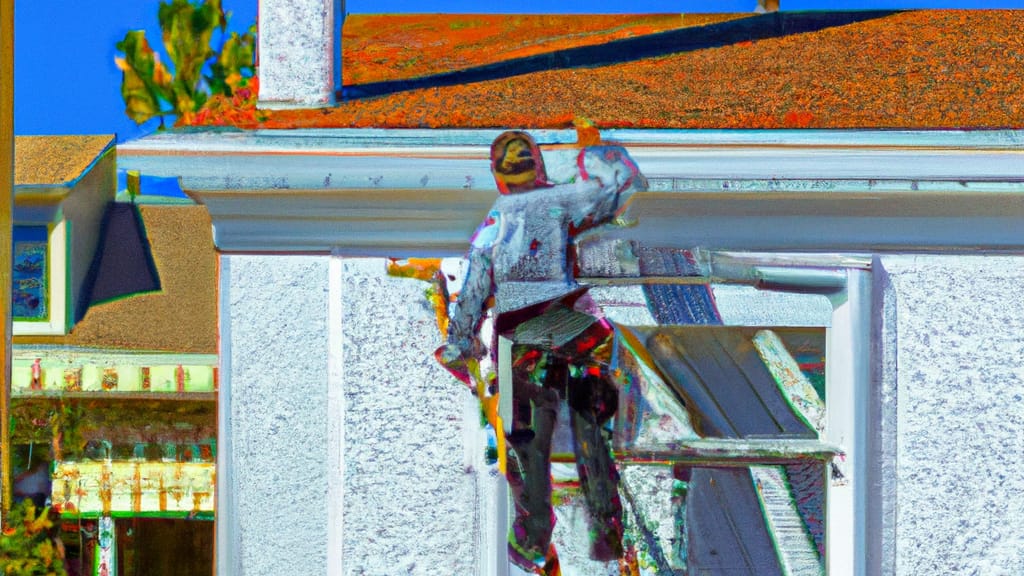 Man climbing ladder on Coronado, California home to replace roof