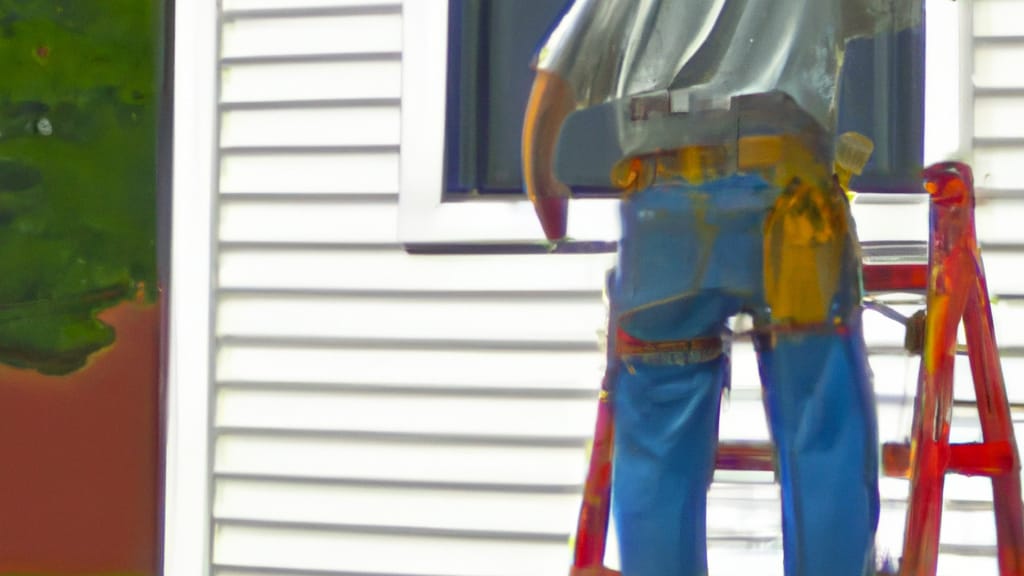 Man climbing ladder on Cortland, Ohio home to replace roof