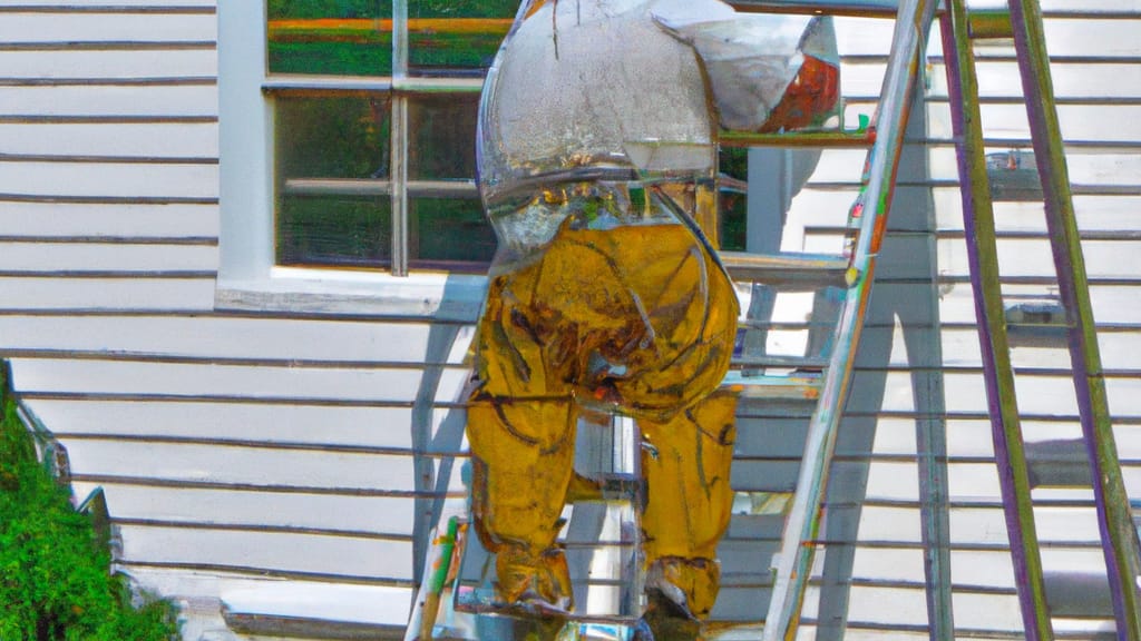 Man climbing ladder on Coventry, Connecticut home to replace roof