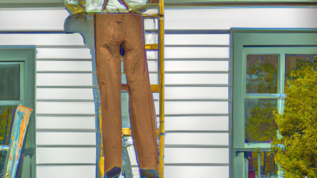 Man climbing ladder on Cumberland, Rhode Island home to replace roof