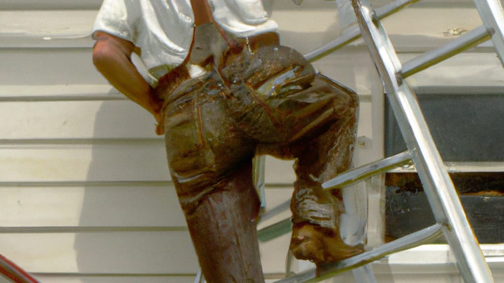 Man climbing ladder on Cushing, Oklahoma home to replace roof