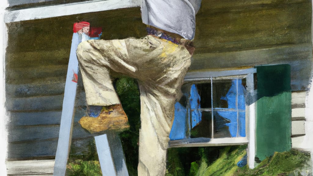 Man climbing ladder on Cut Off, Louisiana home to replace roof