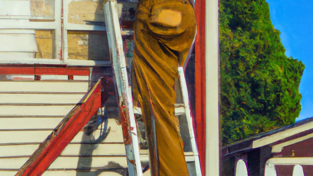 Man climbing ladder on Cypress, California home to replace roof