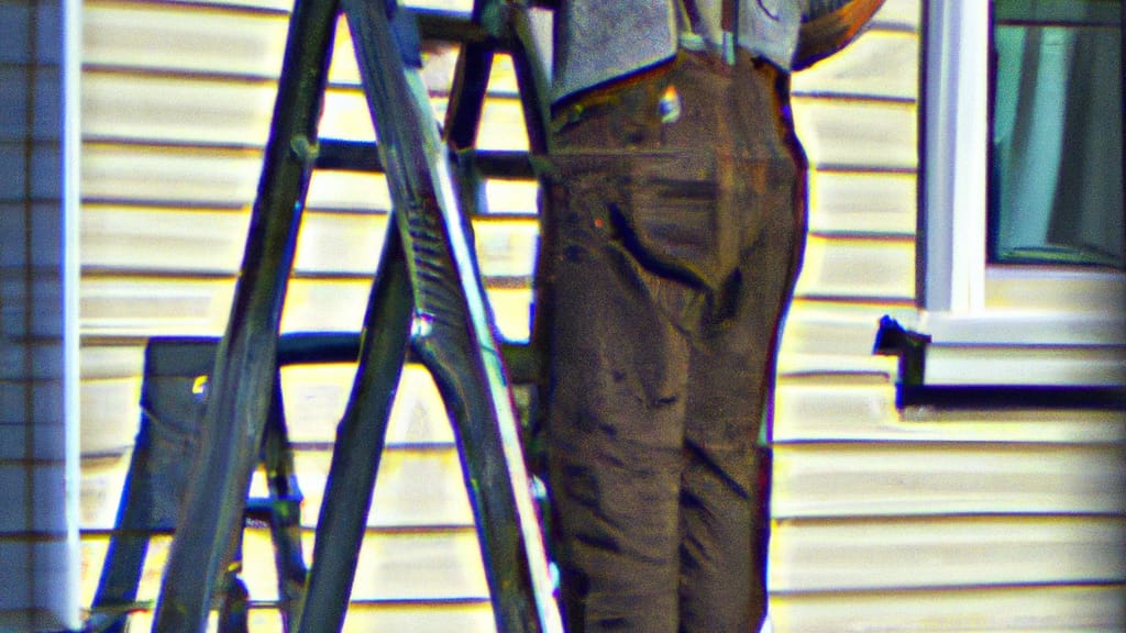 Man climbing ladder on Dayton, Ohio home to replace roof