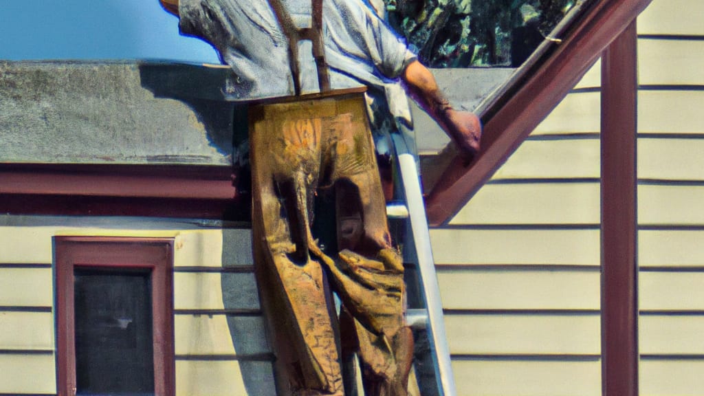 Man climbing ladder on Decatur, Illinois home to replace roof