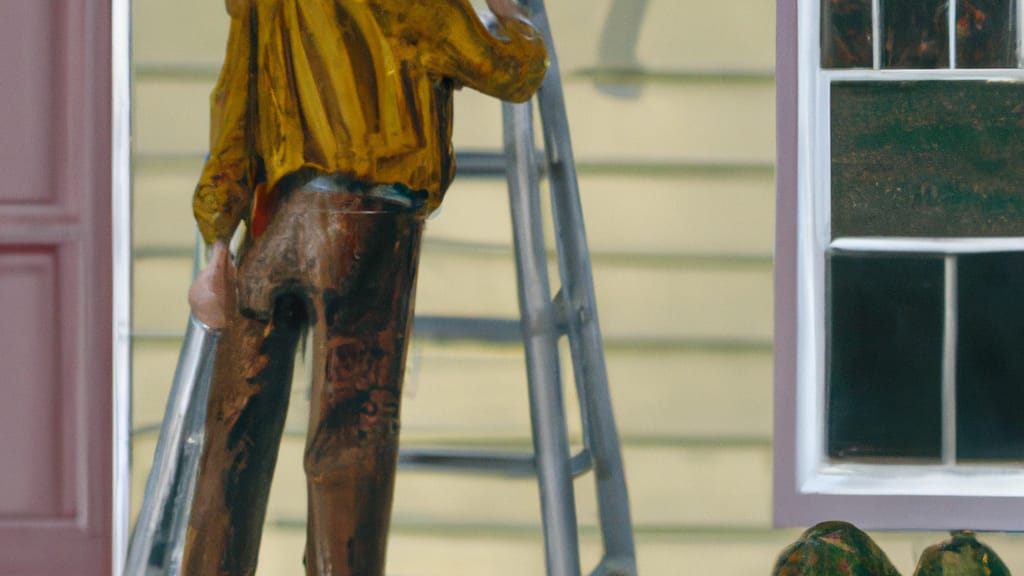 Man climbing ladder on Deer Park, New York home to replace roof
