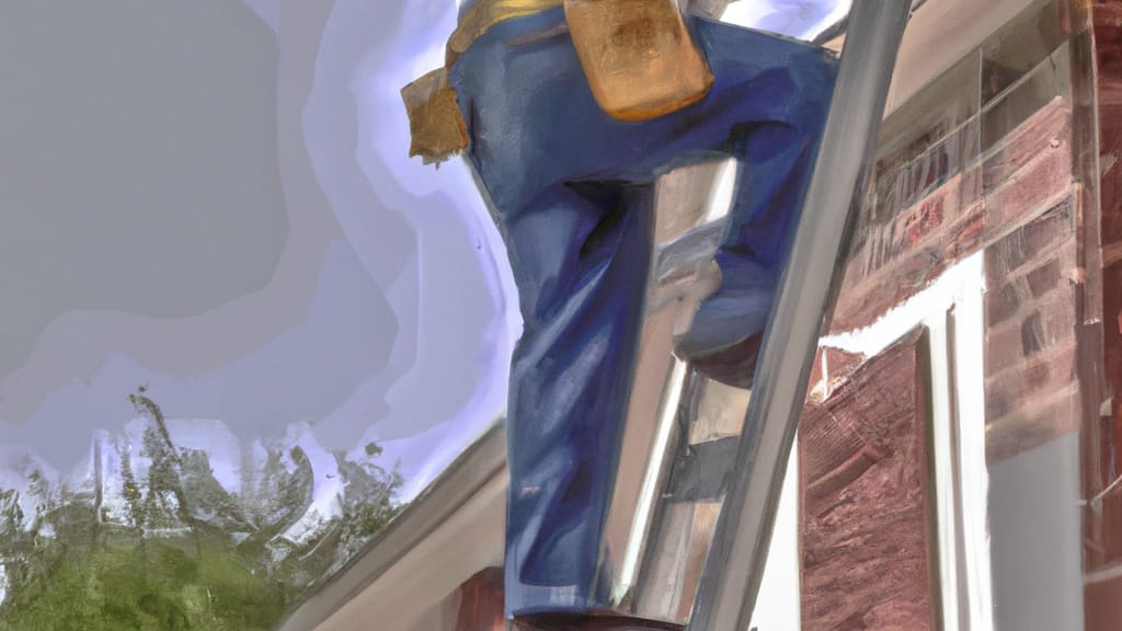 Man climbing ladder on Deltona, Florida home to replace roof