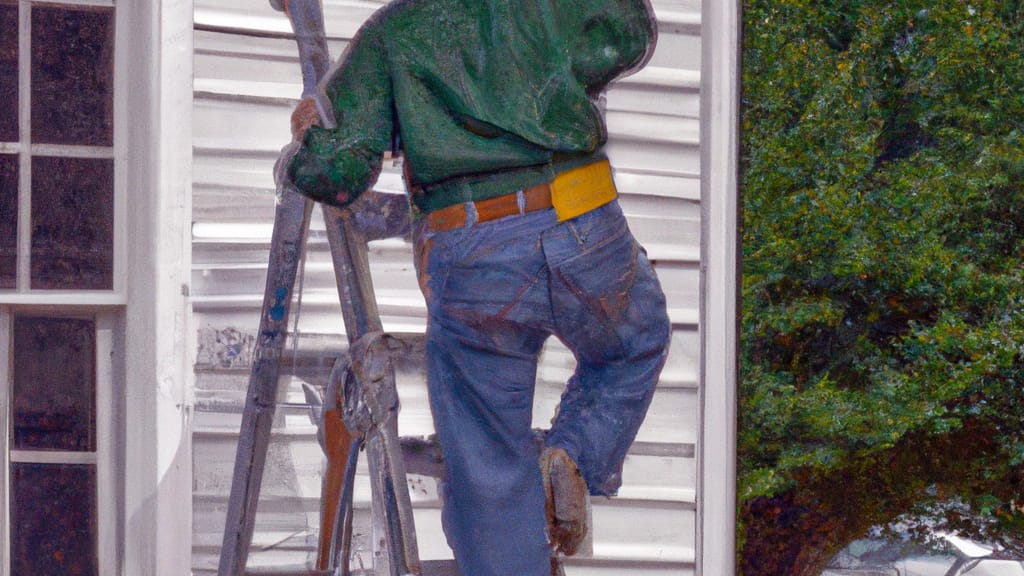 Man climbing ladder on Depew, New York home to replace roof