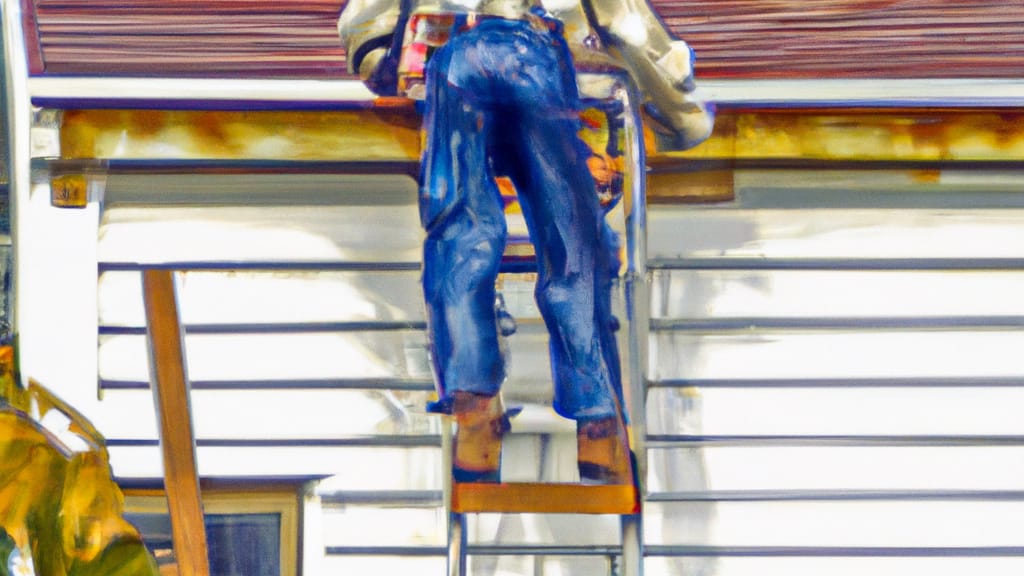 Man climbing ladder on Derby, Kansas home to replace roof