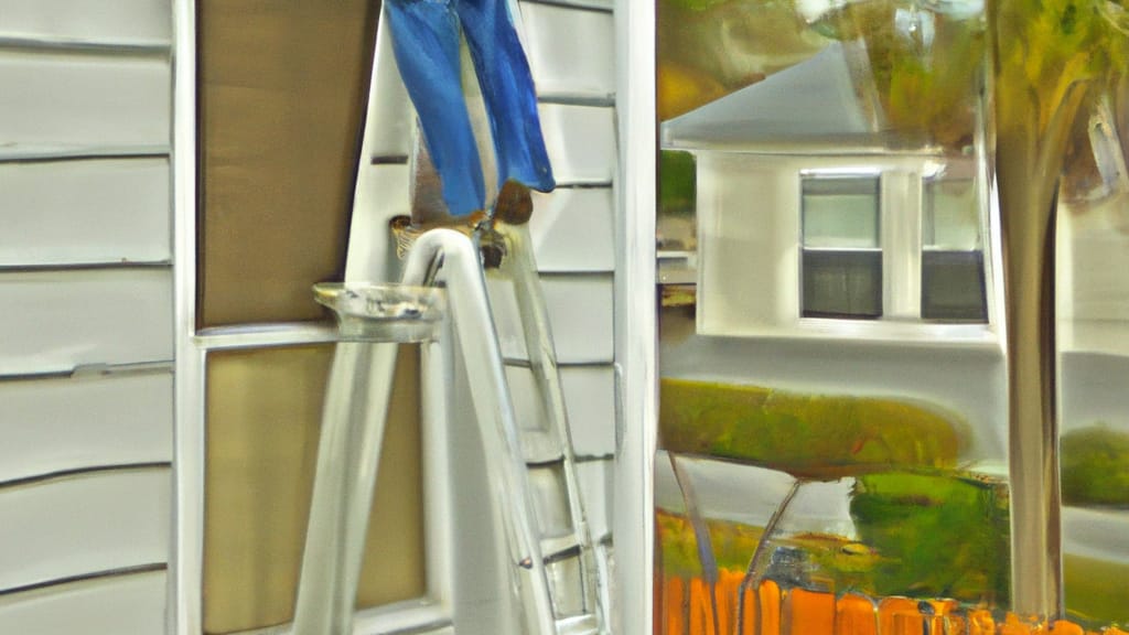 Man climbing ladder on Destin, Florida home to replace roof