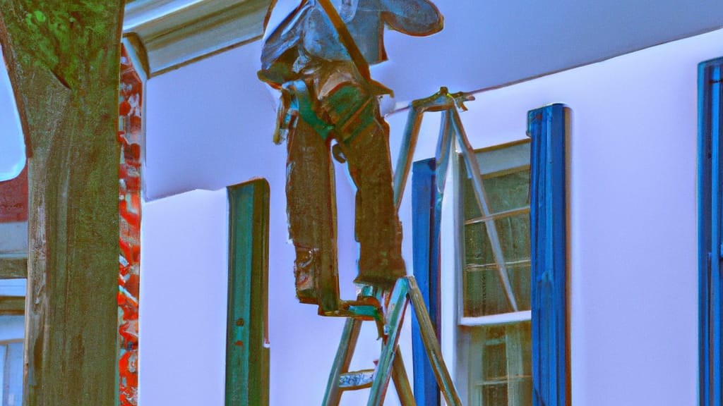 Man climbing ladder on District Heights, Maryland home to replace roof