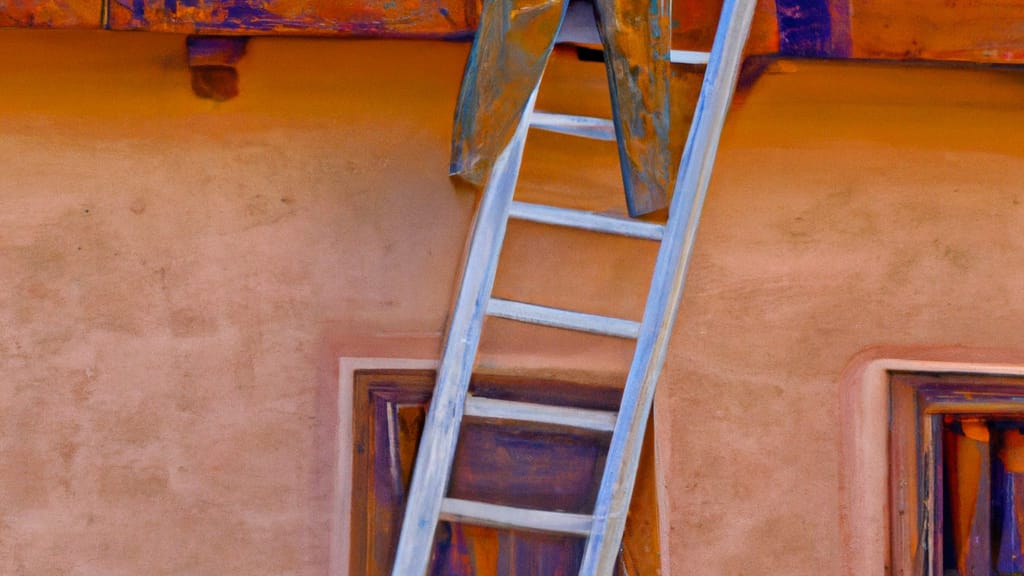 Man climbing ladder on Douglas, Arizona home to replace roof