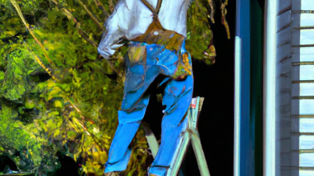 Man climbing ladder on Douglas, Georgia home to replace roof