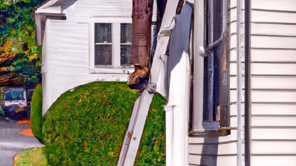 Man climbing ladder on Dover, Delaware home to replace roof