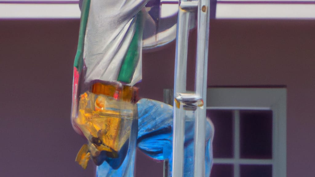 Man climbing ladder on Downey, California home to replace roof
