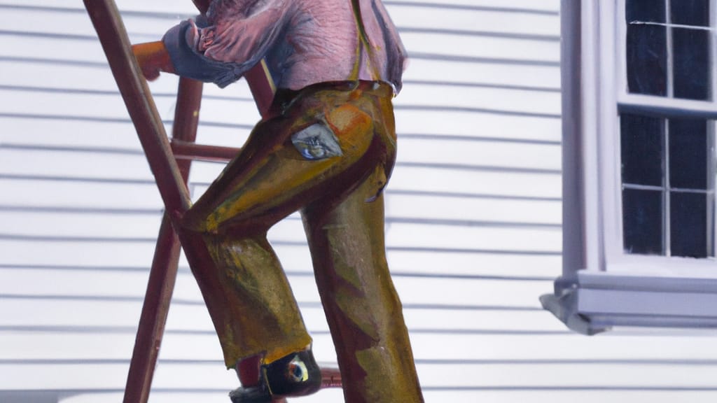Man climbing ladder on Earlimart, California home to replace roof