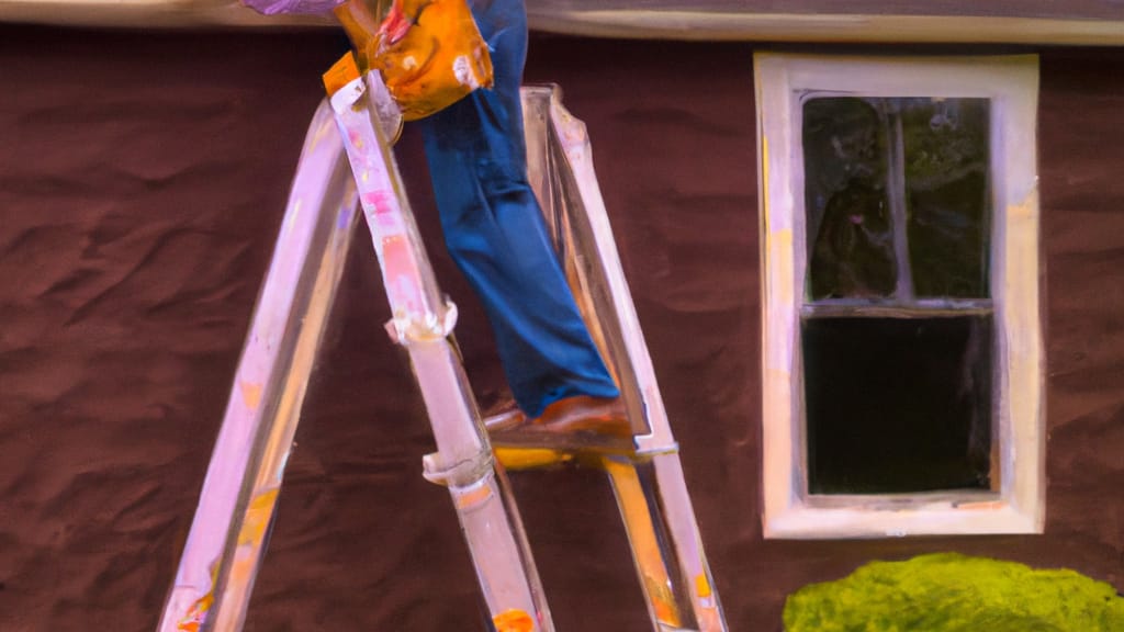 Man climbing ladder on East Brunswick, New Jersey home to replace roof