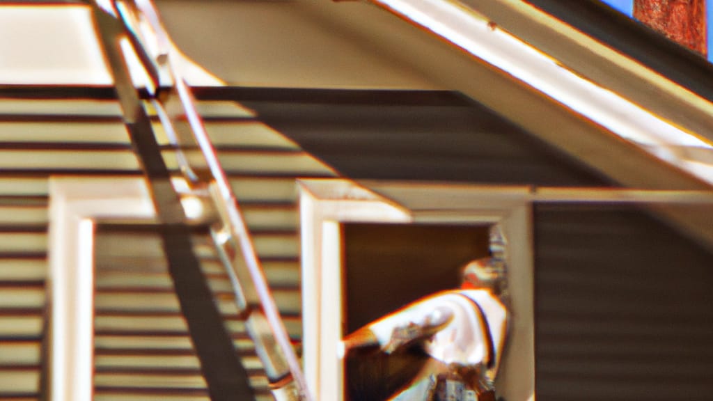 Man climbing ladder on East Hartford, Connecticut home to replace roof