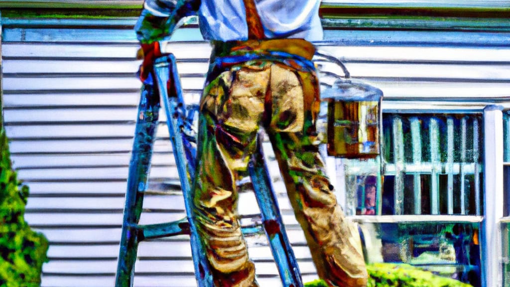 Man climbing ladder on East Rutherford, New Jersey home to replace roof