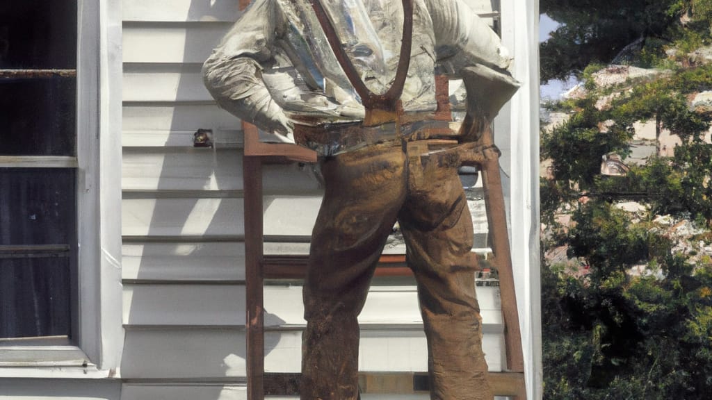 Man climbing ladder on Ecorse, Michigan home to replace roof