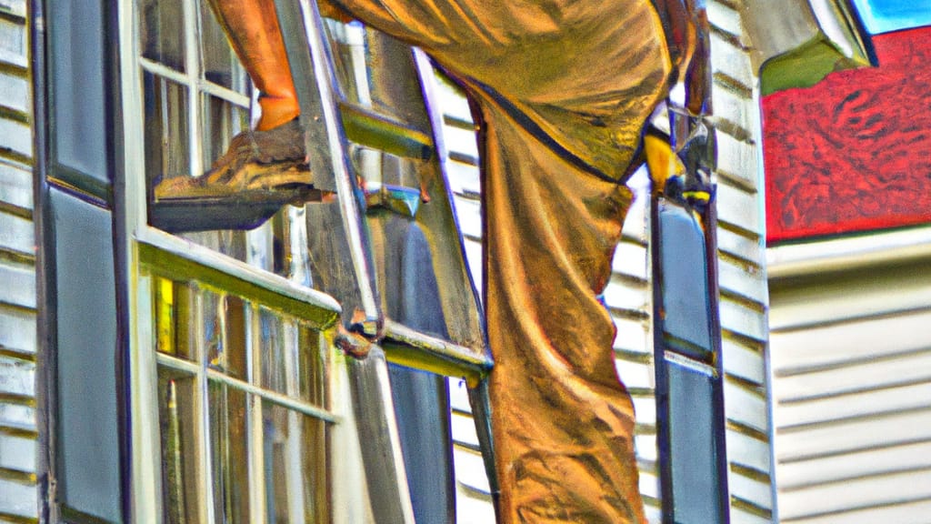 Man climbing ladder on Edgewood, Maryland home to replace roof