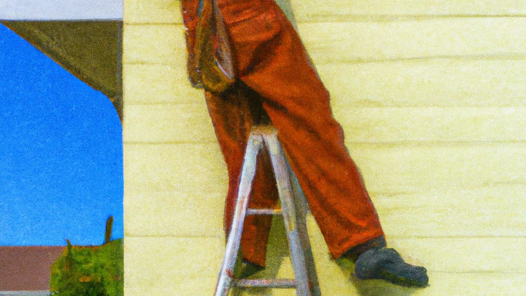 Man climbing ladder on El Cerrito, California home to replace roof
