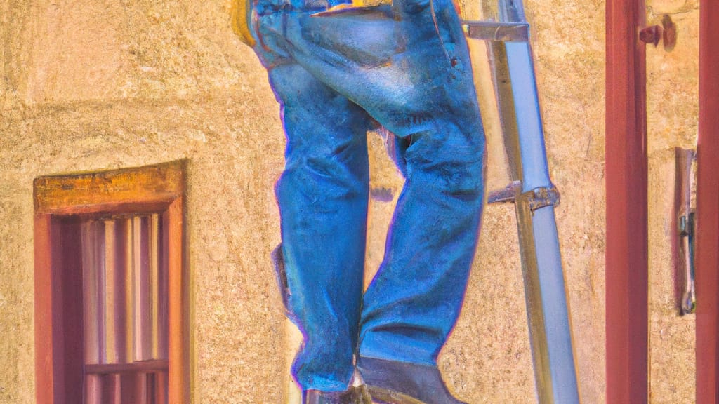 Man climbing ladder on El Paso, Texas home to replace roof